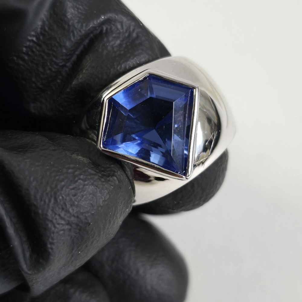 Sterling Silver 925 Blue Diamond Ring